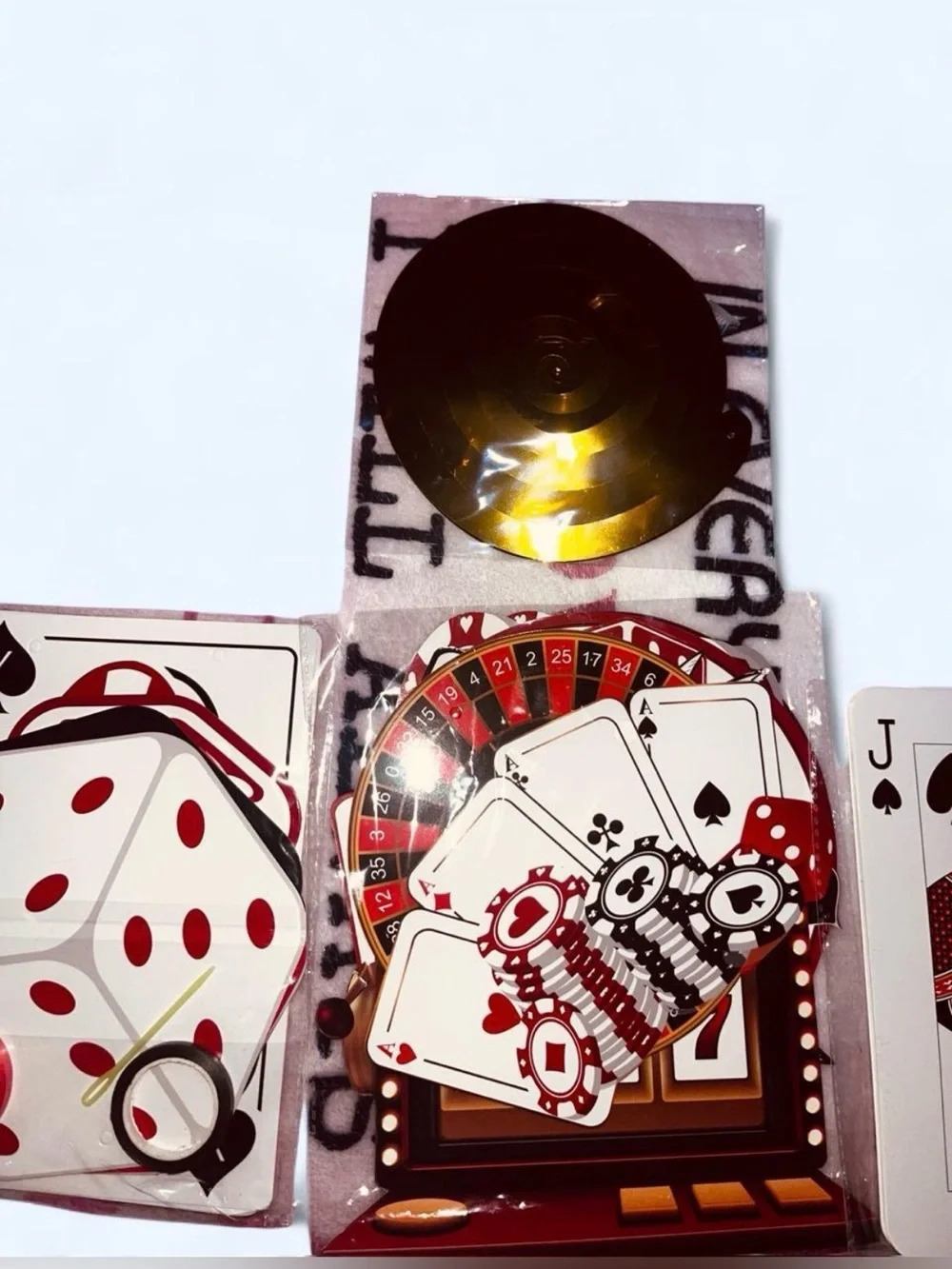Casino Game Paper Decorations - Red and Black Party Set